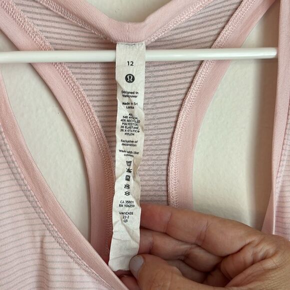 Lululemon Athletica swiftly Pink Tank running yoga activewear racer women 12 EUC - Picture 3 of 6